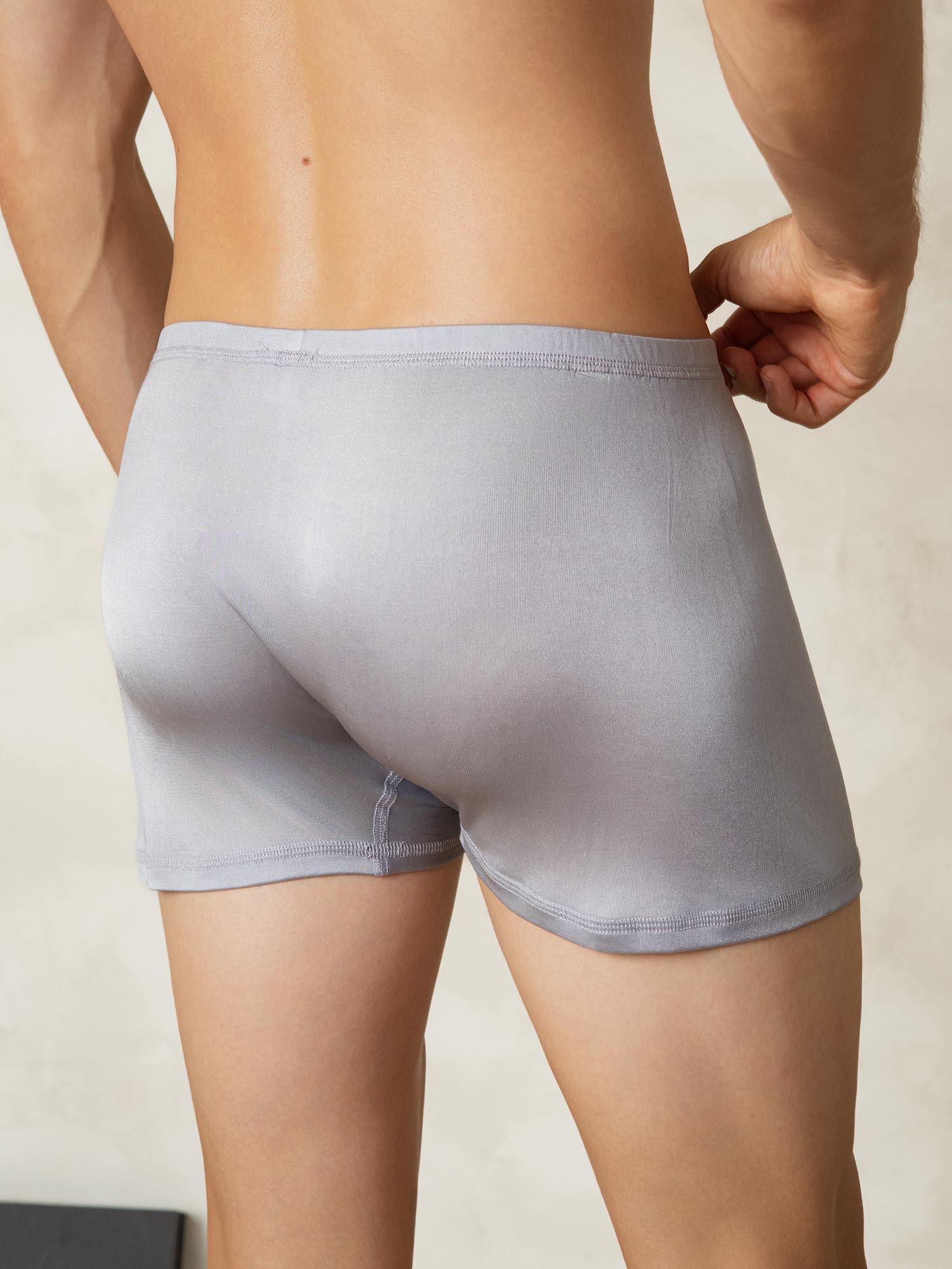 [Grå] SilkSilky-SE Silke Stickad Mens Underwear 002