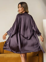 [Lila Grå] SilkSilky-SE Rent Silke Spaghetti Rem Womens Pajamas 003
