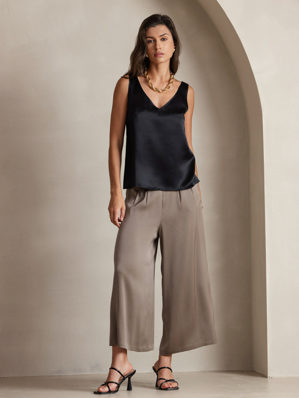 [Svart] SilkSilky-SE 19Momme Silke Camisoles 001