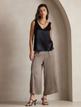 [Svart] SilkSilky-SE Sleeveless V Neck Cami Toppar 001