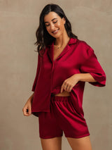 [Vin] SilkSilky-SE 19Momme Hårärm Notchkrage Dam Pyjama 007