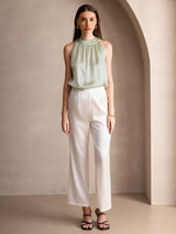 [Ljusgrön] SilkSilky-SE Sleeveless Halter Dam T-Shirt 006