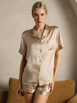 [Champagne] SilkSilky-SE Short Sleeve Lapel Collar Dam Pyjama 003
