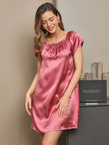 [Blek Mauve] SilkSilky-SE Kappärm Fyrkantig Ringning Nattlinne 005