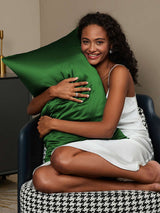 [Mörkgrön] SilkSilky-SE 22Momme Rent Silke Pillowcase 002