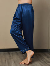 [Mörkblå] SilkSilky-SE Rent Silke Mens Sleep Bottoms 007,