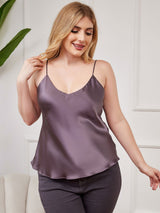 [Lila Grå] SilkSilky-SE Spaghetti Rem V Ringning Plus Storlek Cami Toppar 003
