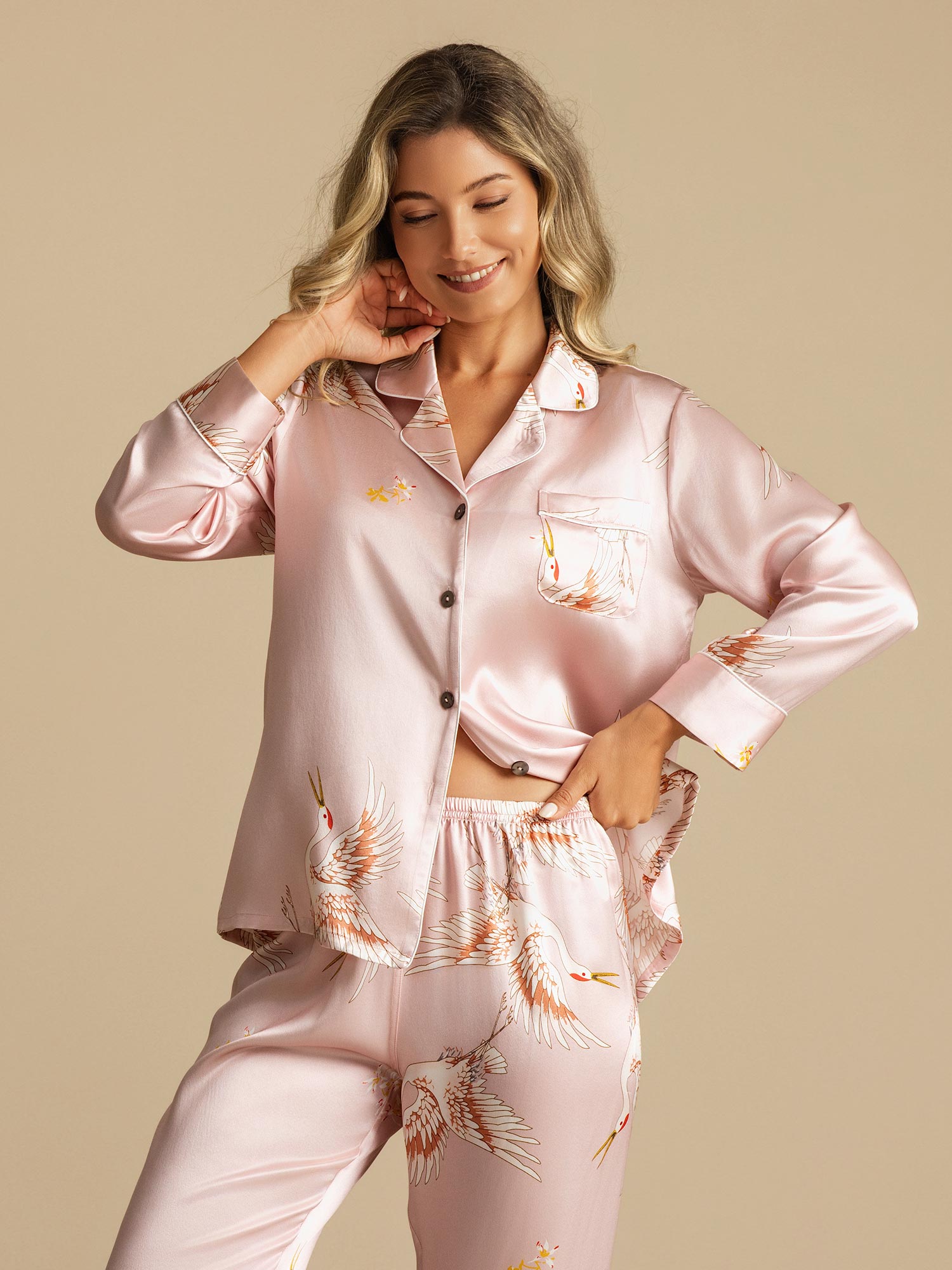 [Rosa] SilkSilky-SE 19Momme Rent Silke Womens Pajamas 008,