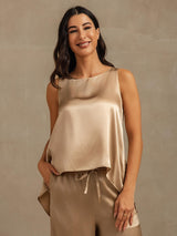 [Champagne] SilkSilky-SE Sleeveless Scoop Neck Cami Toppar 003