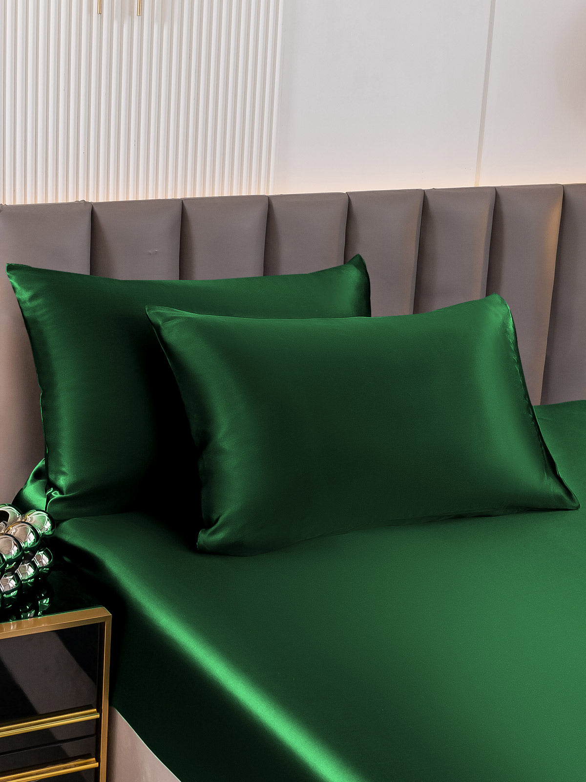 [Mörkgrön] SilkSilky-SE 22Momme Rent Silke Pillowcase 001