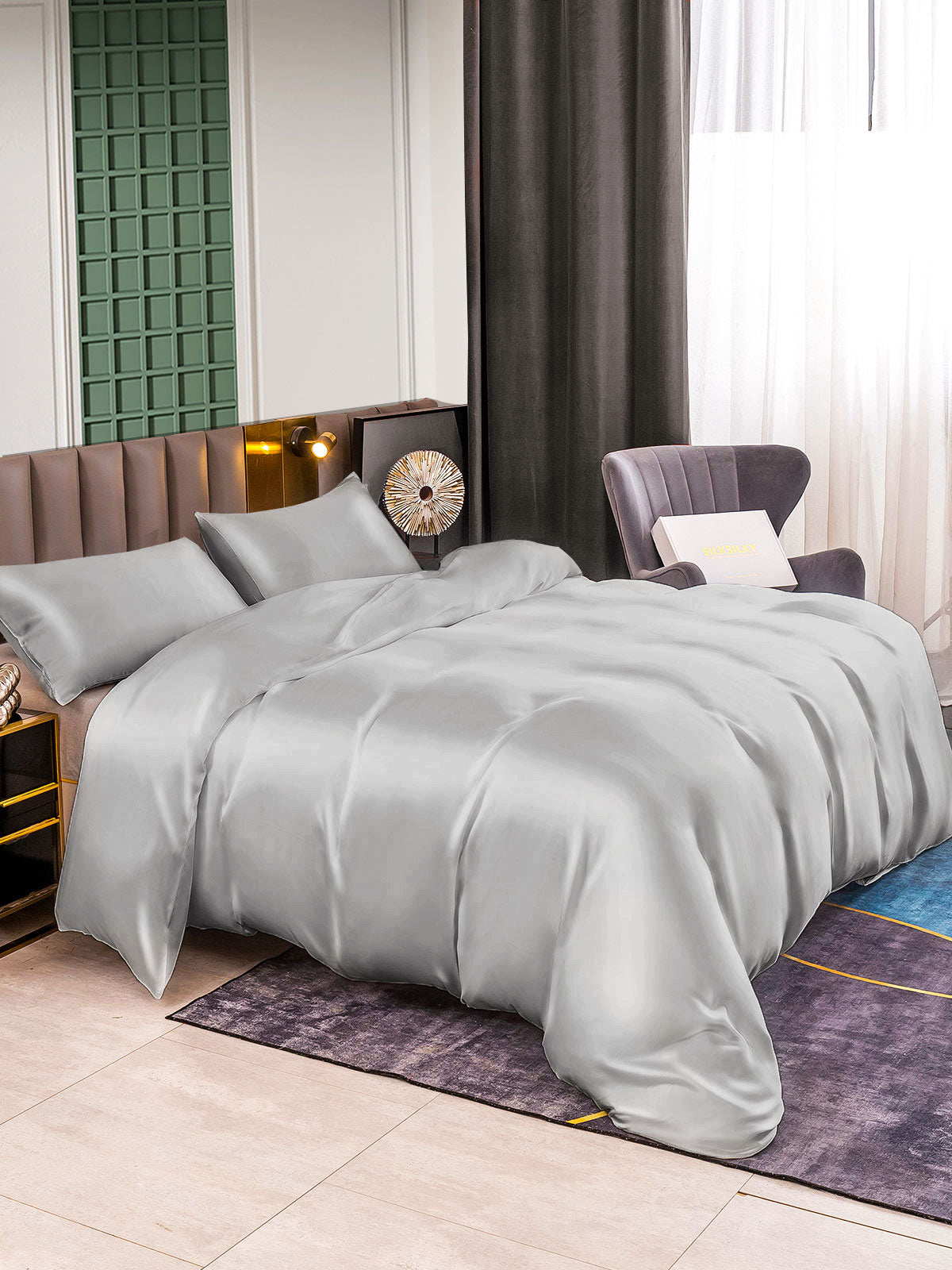 [Silver] SilkSilky-SE 25Momme Rent Silke Bedding Set 004