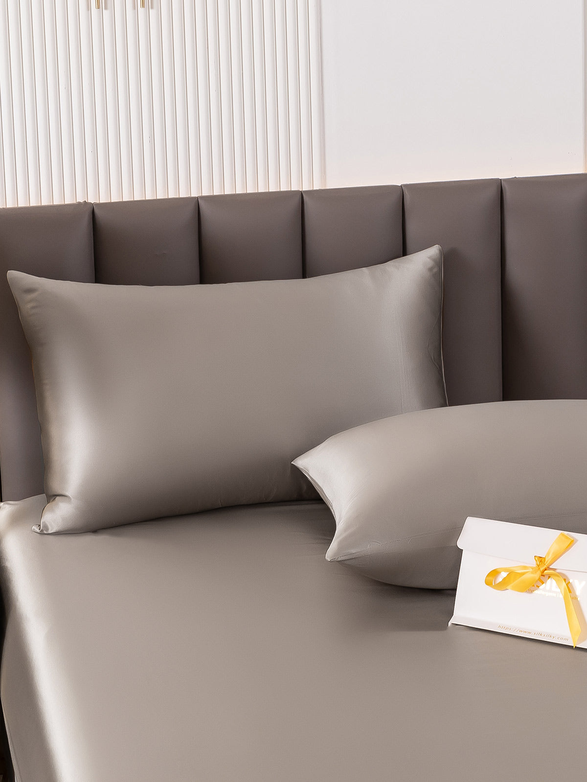 [Grå] SilkSilky-SE 22Momme Rent Silke Pillowcase 002