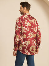 [Vinröd Drake] SilkSilky-SE Long Sleeve Lapel Collar Herrskjorta 002