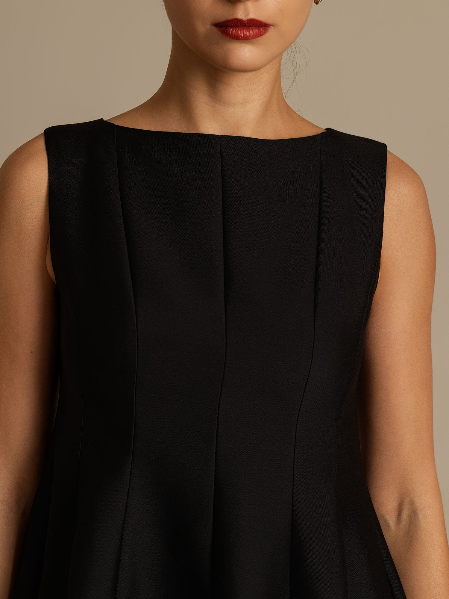 [Svart] SilkSilky-SE 32Momme Silk-Wool Blend Dress 004,