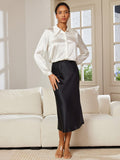 SilkSilky-SE 19Momme Rent Silke Skirt Svart 005