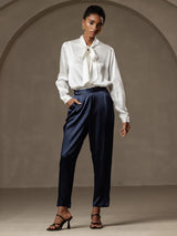 [Mörkblå] SilkSilky-SE 19Momme Silke Womens Pants 005