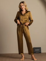 [Brun] SilkSilky-SE Long Sleeve Lapel Collar Dam Pyjama 003