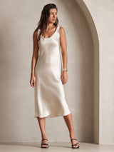 [Beige] SilkSilky-SE Sleeveless Klänning 005