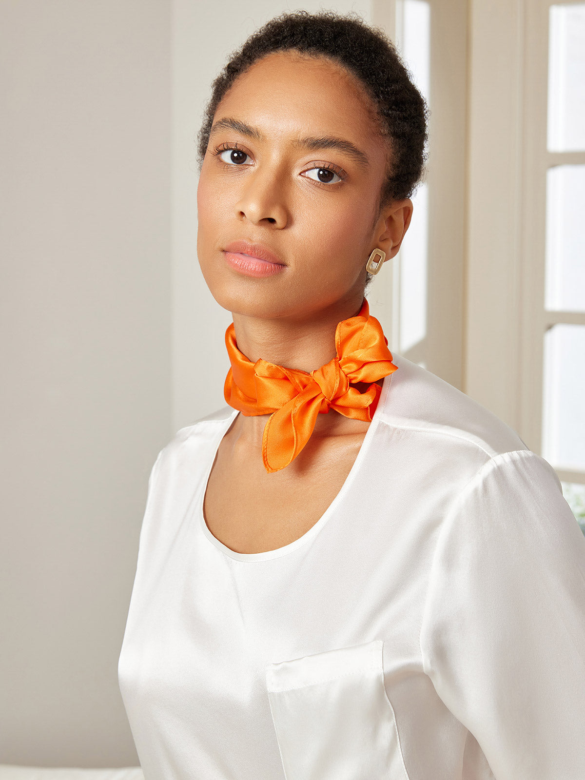 [Orange] SilkSilky-SE Rent Silke Scarf 002