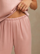 [Persikohud] SilkSilky-SE 19Momme Ärmlös Djup Rund Halsringning Dam Pyjama 005
