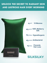 [Mörkgrön] SilkSilky-SE 19Momme Rent Silke Pillowcase 002