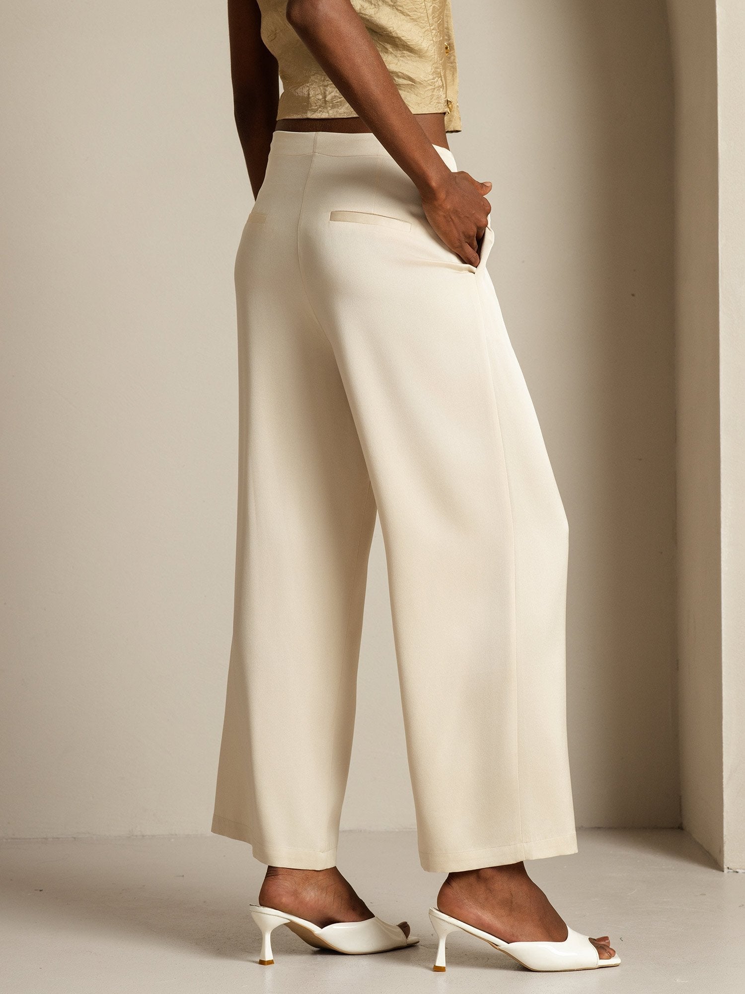 [Beige] SilkSilky-SE 19Momme Silke Womens Pants 006