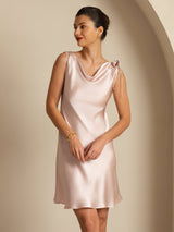 [Rosa] SilkSilky-SE Sleeveless Cowl Neck Klänning 007