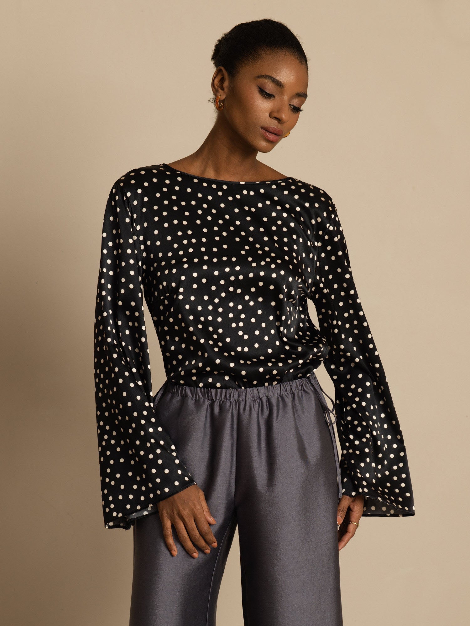 [Prickigt] SilkSilky-SE 19Momme Silke Bell Sleeve Blouse 004