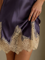 [Lila Grå] SilkSilky-SE 3/4 Sleeve V Neck Dam Nattlinne&Morgonrock Set 007