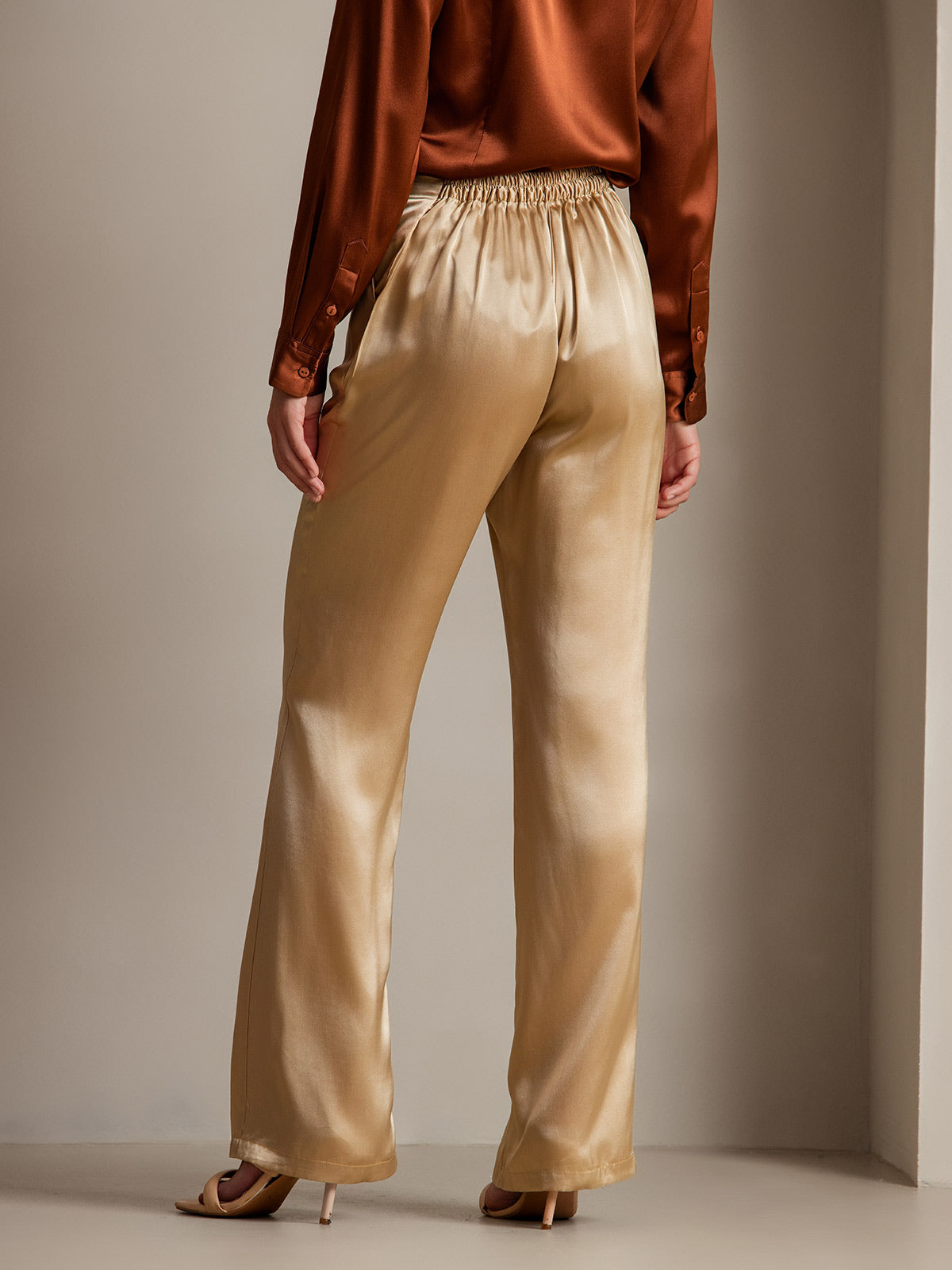 [Champagne] SilkSilky-SE 19Momme Silke Womens Pants 002