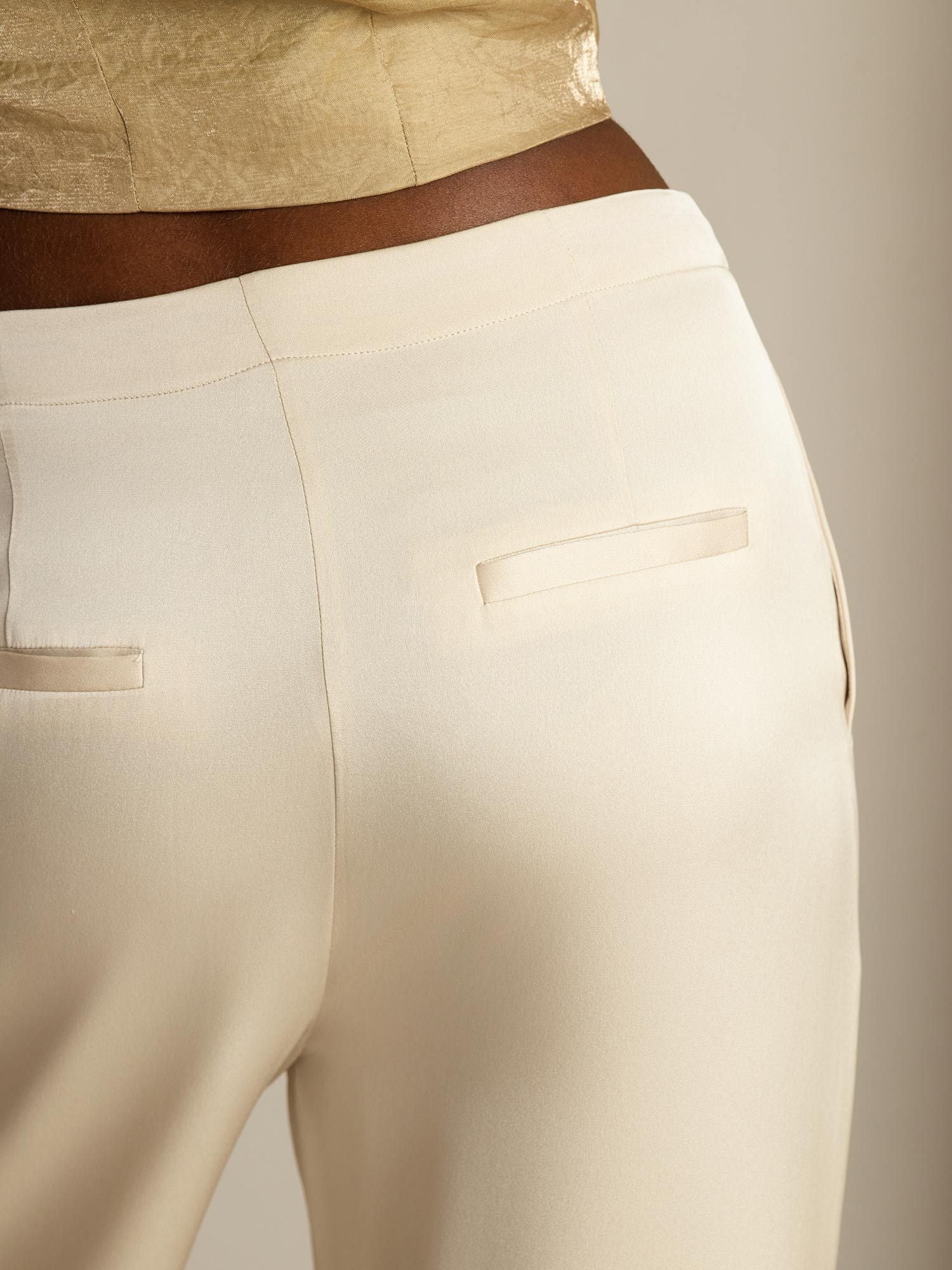 [Beige] SilkSilky-SE 19Momme Silke Womens Pants 005