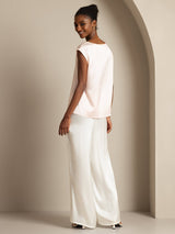 [Rosa] SilkSilky-SE Cap Sleeve Round Neck Dam T-Shirt 002