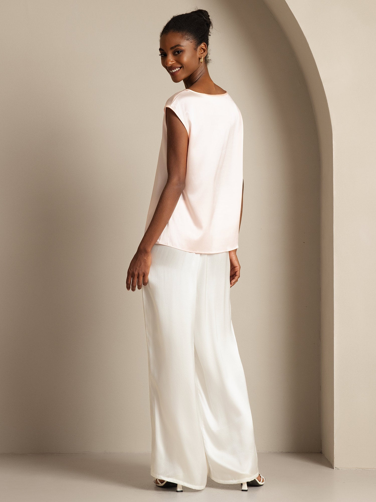 [Rosa] SilkSilky-SE 19Momme Silke Womens T-Shirt 002,