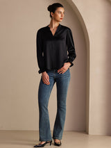 [Svart] SilkSilky-SE Long Sleeve Damblusar 006