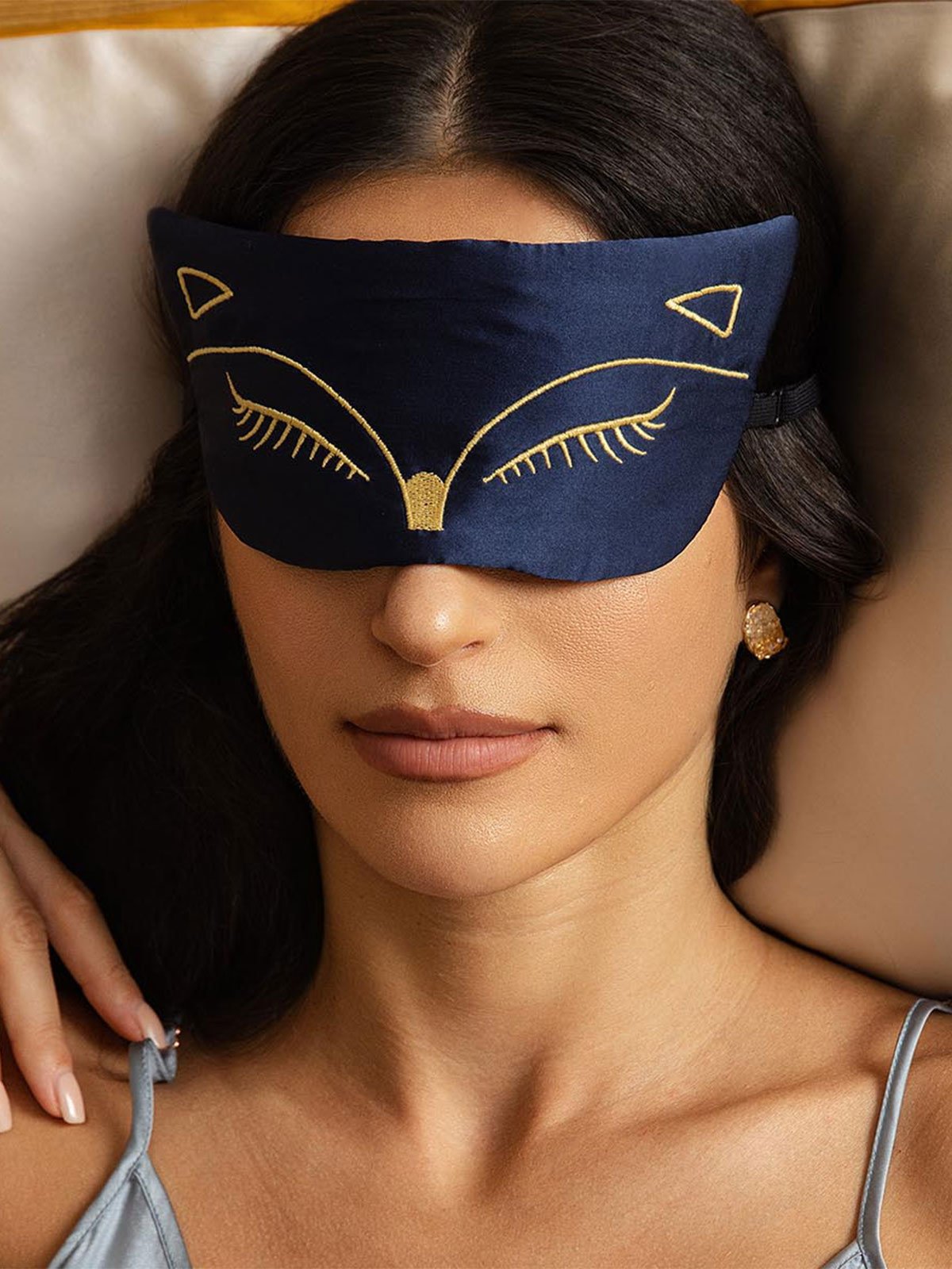 [Mörkblå] SilkSilky-SE Rent Silke Eye Mask 003