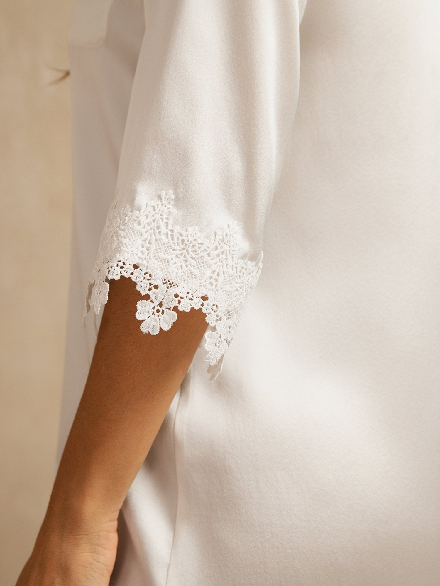 [Vit] SilkSilky-SE Rent Silke Krage Dam Sömnskjorta 004