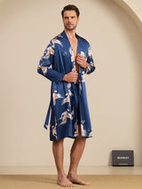 [Mörkblå] SilkSilky-SE 19Momme Long Sleeve Mens Pajamas 004