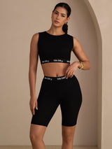 [Svart] SilkSilky-SE Sleeveless Crew Neck Cami Toppar 004
