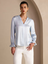 [Himmelsblå] SilkSilky-SE Long Sleeve Damblusar 001