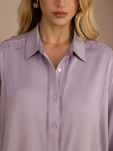 [Lila] SilkSilky-SE Long Sleeve Lapel Collar Blus 006