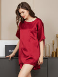 SilkSilky SE Rent Silke Kort Ärm Round Neck Dam Pyjama Vin 002