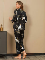 [Svart] SilkSilky-SE Rent Silke Womens Pajamas 002