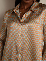 [Floral] SilkSilky-SE Long Sleeve Lapel Collar Damskjorta 009