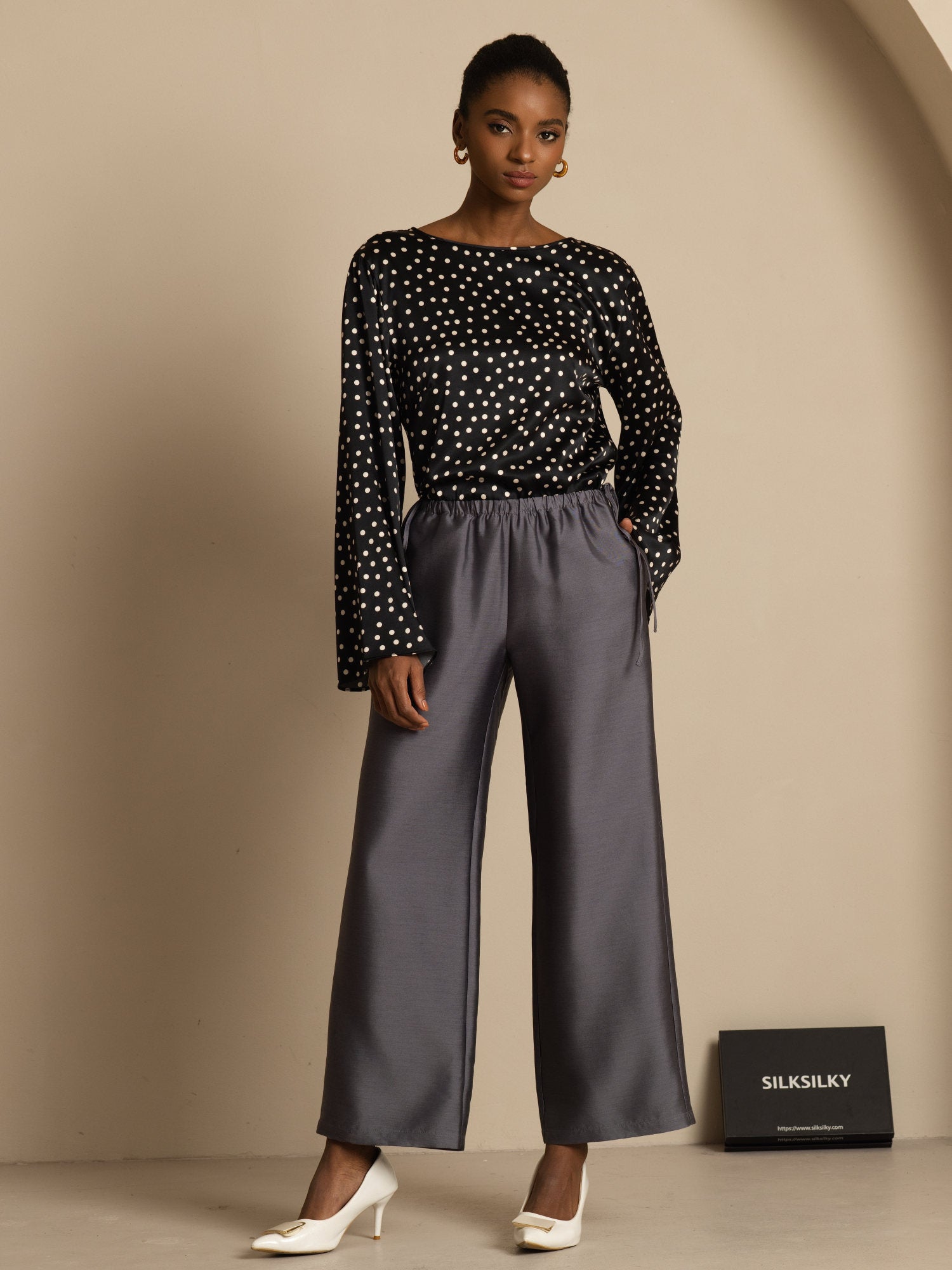 [Prickigt] SilkSilky-SE 19Momme Silke Bell Sleeve Blouse 008