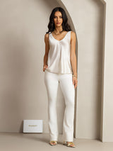 [Ljusgrå] SilkSilky-SE Sleeveless V Neck Cami Toppar 004