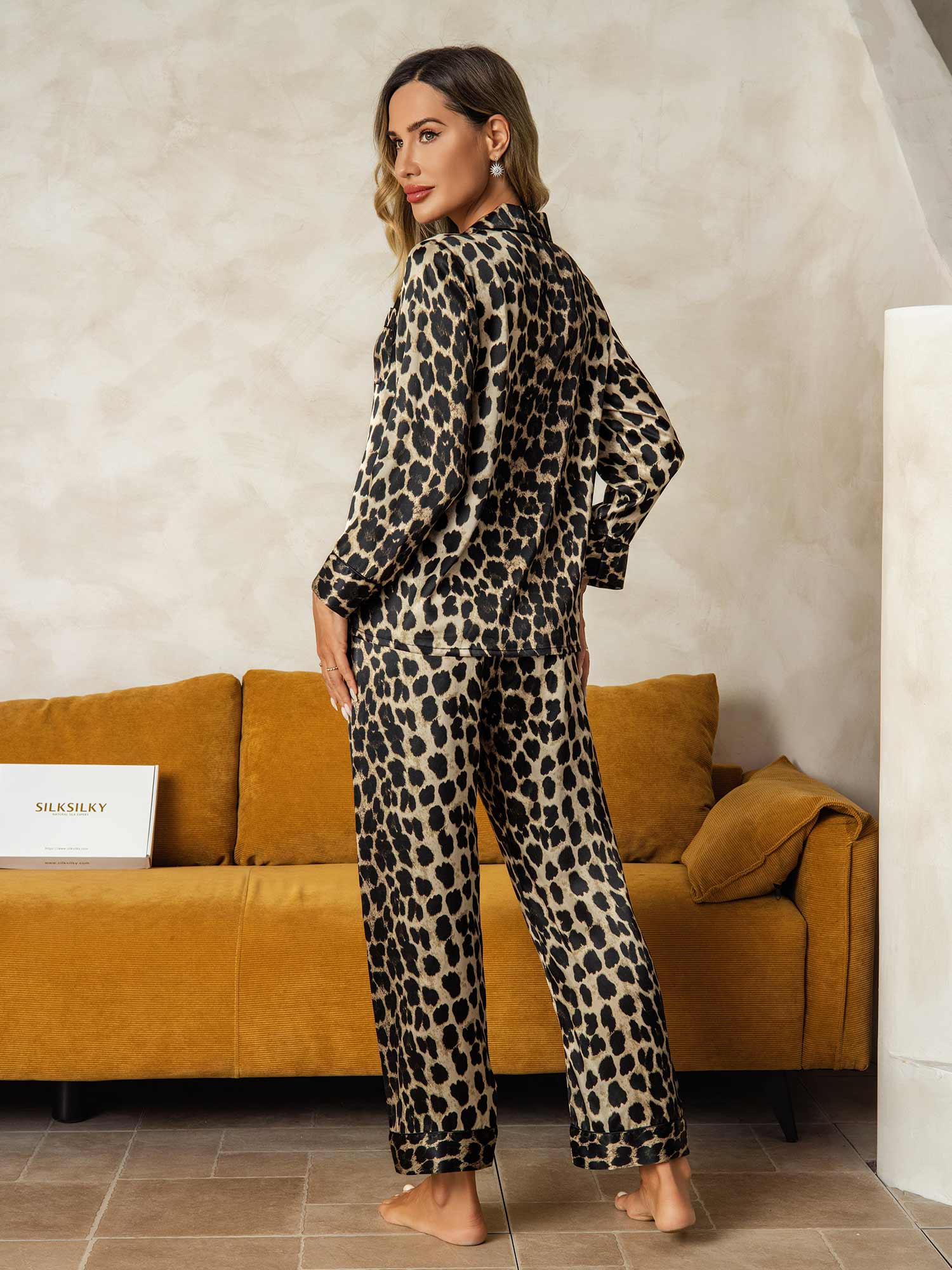 [Leopard] SilkSilky-SE Lång Ärm Dam Pyjama 002