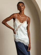 [Ljusblå] SilkSilky-SE Spaghetti Strap V Neck Cami Toppar 007