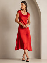 [Vin] SilkSilky-SE Kappärm Scoop Neck Klänning 001