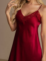 [Vin] SilkSilky-SE Spaghetti Strap V Neck Nattlinne 008