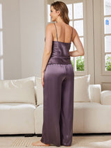 [Lila Grå] SilkSilky-SE Spaghetti Rem V Ringning Camisole Set 002